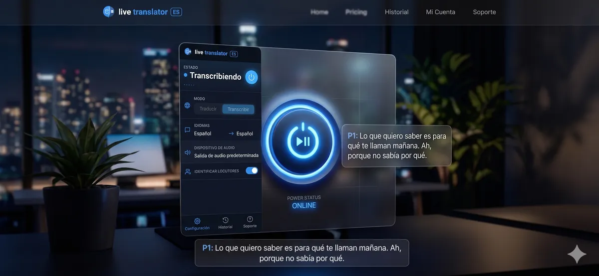 Live Translator Desktop App Interface
